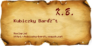 Kubiczky Barót névjegykártya